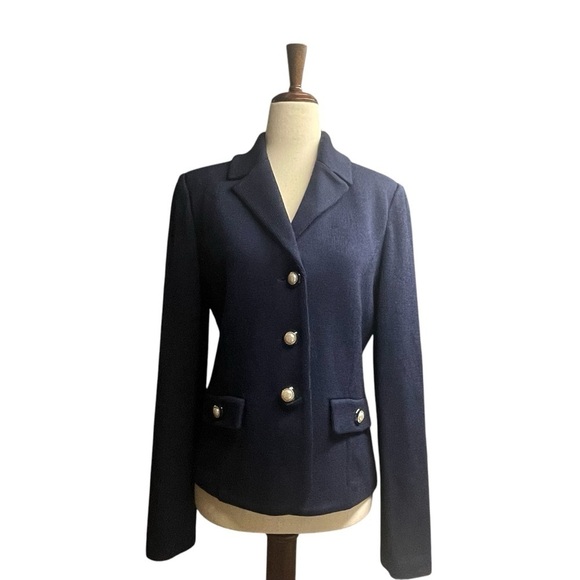 ST.JOHN Sapphire Knit Blazer Navy Size 4 - Picture 1 of 16